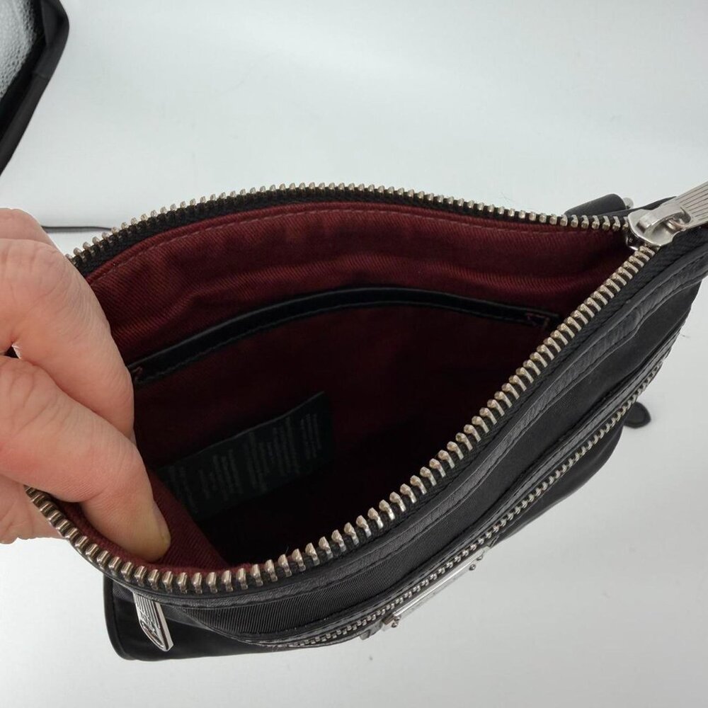 Polo Ralph Lauren Nylon Genuine Leather Crossbody Bag Purse Handbag Black - Picture 3 of 7